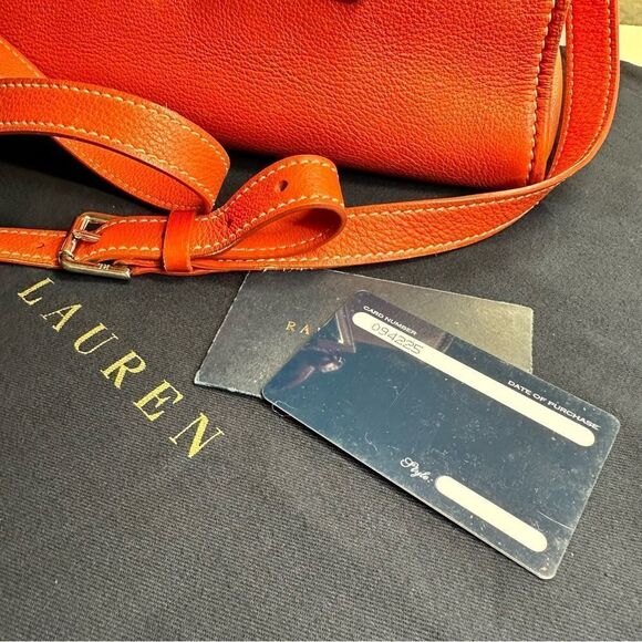 Ralph Lauren Tangerine Pebbled Leather Silver Trim "Proprietor" Satchel Hand Bag - Picture 7 of 16